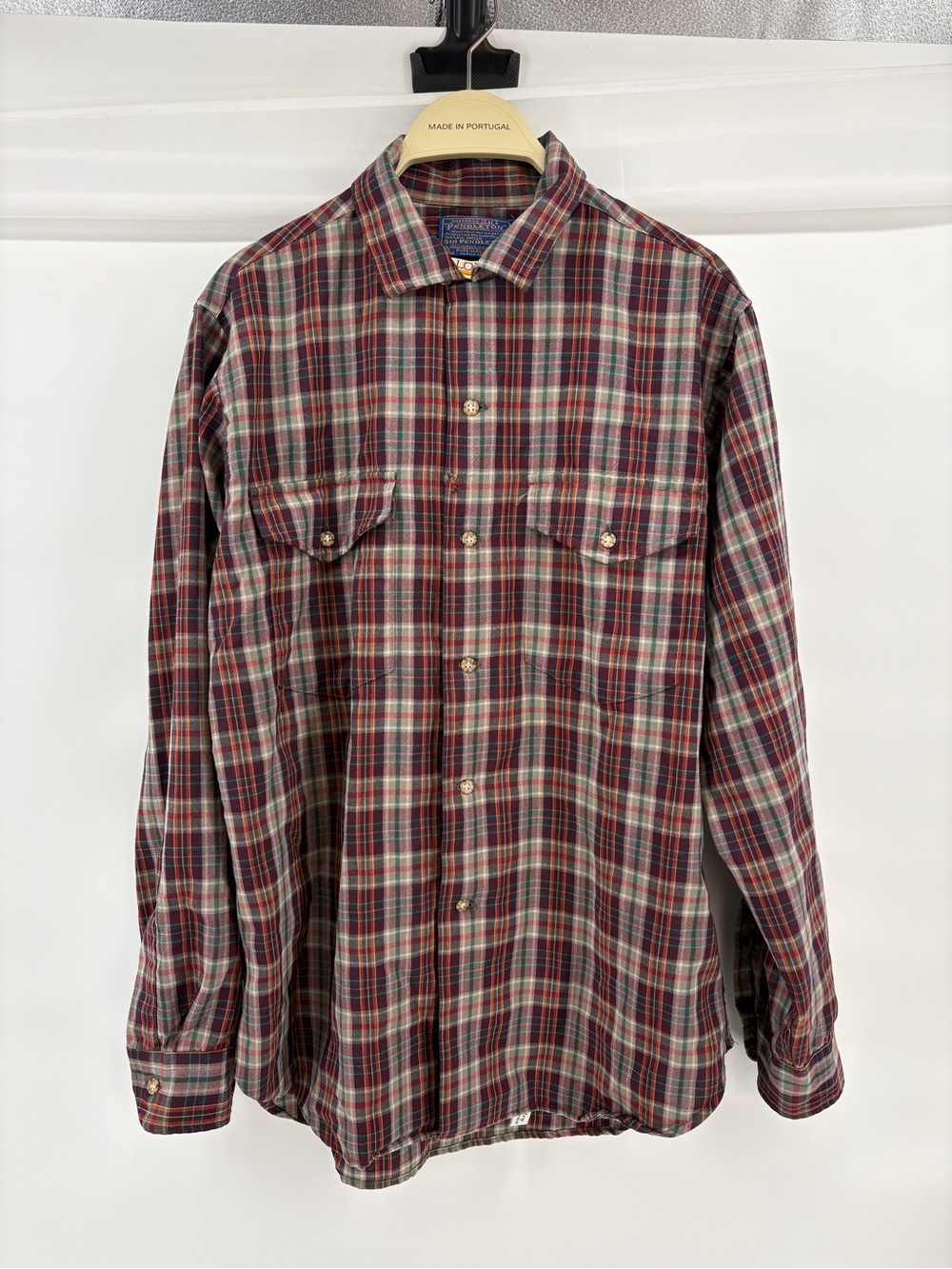 Vintage Sir Pendleton Pure Virgin Wool Plaid Button Up Shirt Medium 90s